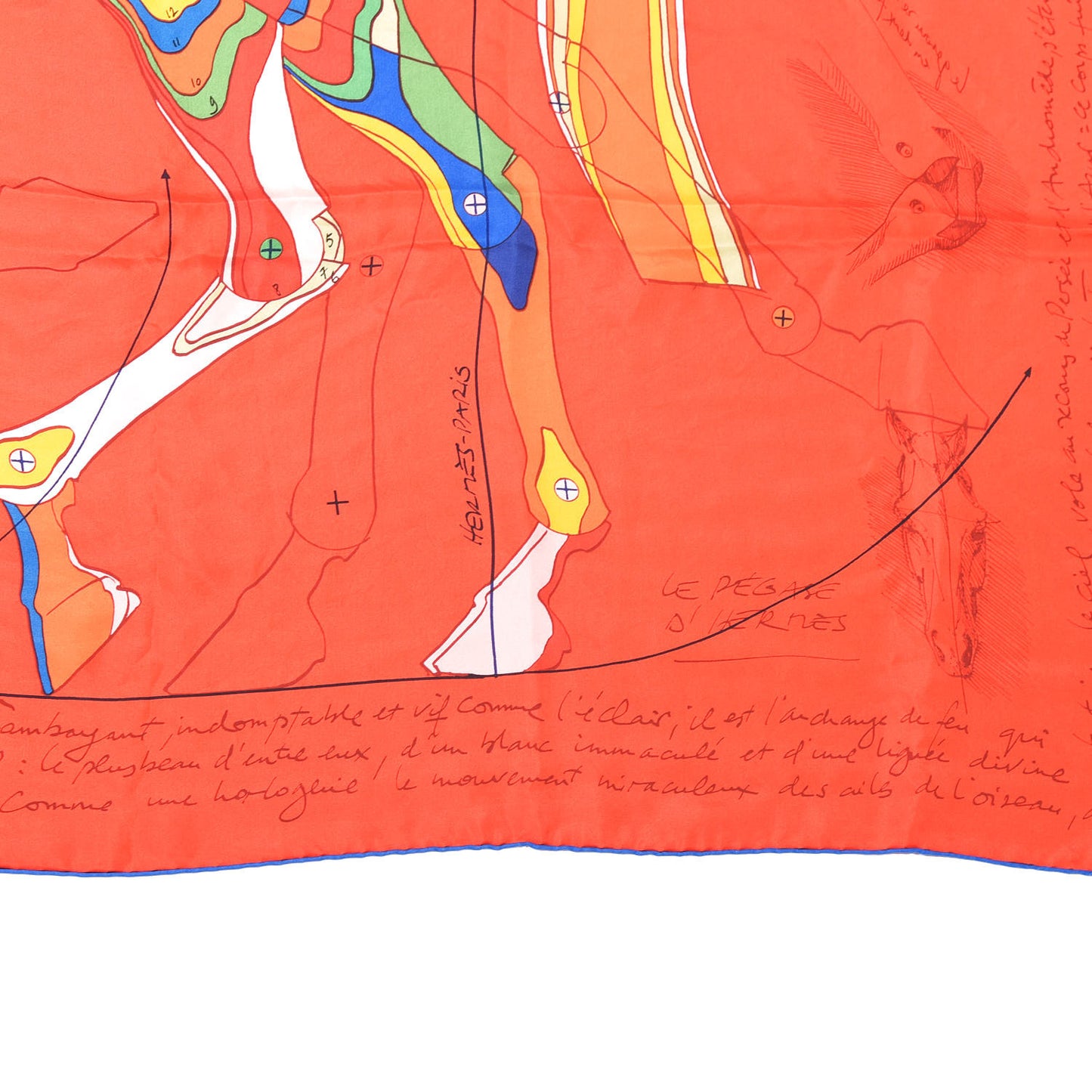 Silk Twill Le Pegase D Hermes Giant Scarf 140 Rouge Vert Multicolor