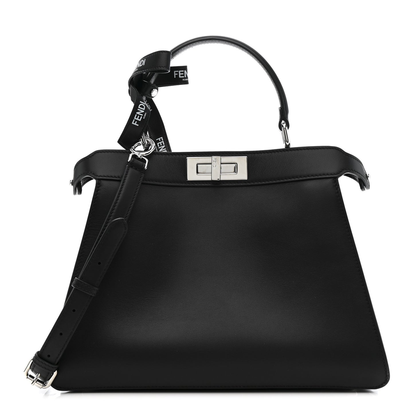 X MARC JACOBS Vitello Seta Shiny Nappa Medium Peekaboo I SEE U Satchel Black