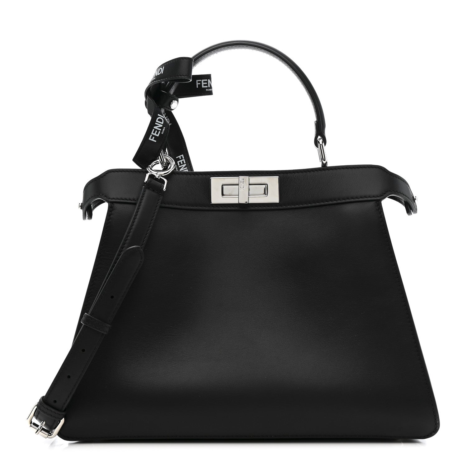 Fendi X MARC JACOBS Vitello Seta Shiny Nappa Medium Peekaboo I SEE U Satchel Black 1 of 11