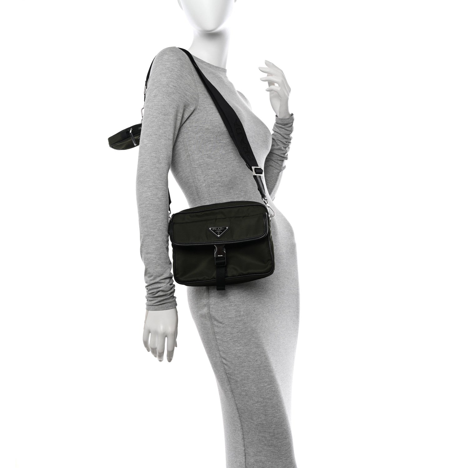 Prada Re-Nylon Saffiano Shoulder Bag Tundra 2 of 11