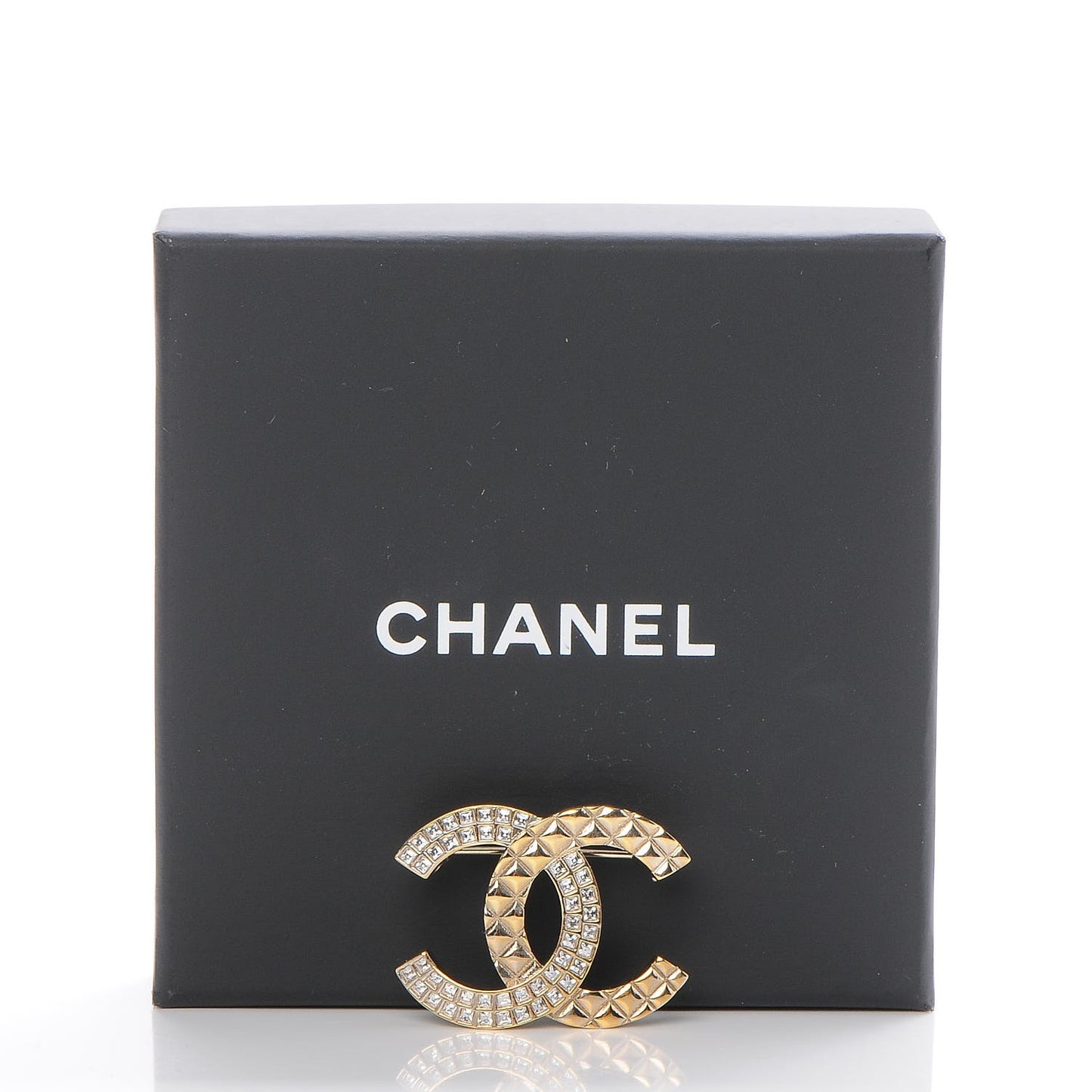 Crystal CC Mini Brooch Gold