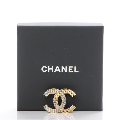 Chanel Crystal CC Mini Brooch Gold 5 of 5