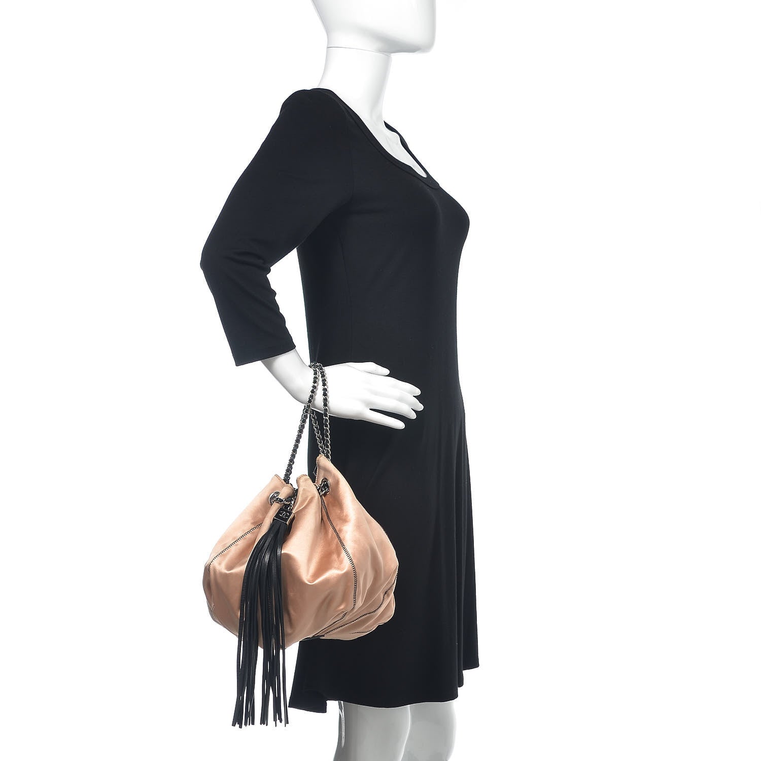 Chanel Lambskin Satin Reversible Sac Cordon Black 2 of 9