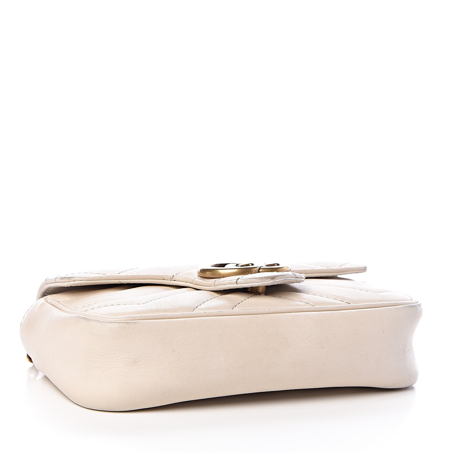 Gucci Calfskin Matelasse Super Mini GG Marmont Shoulder Bag White 4 of 16