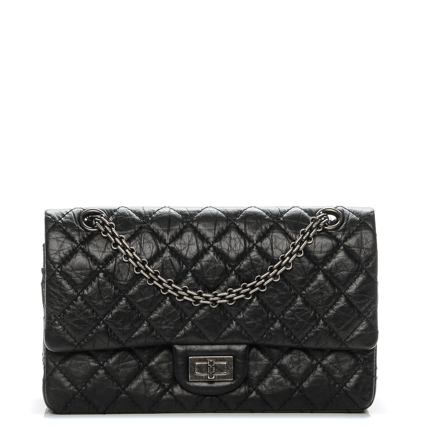 Aged Calfskin Quilted 2.55 Reissue 225 Flap Black