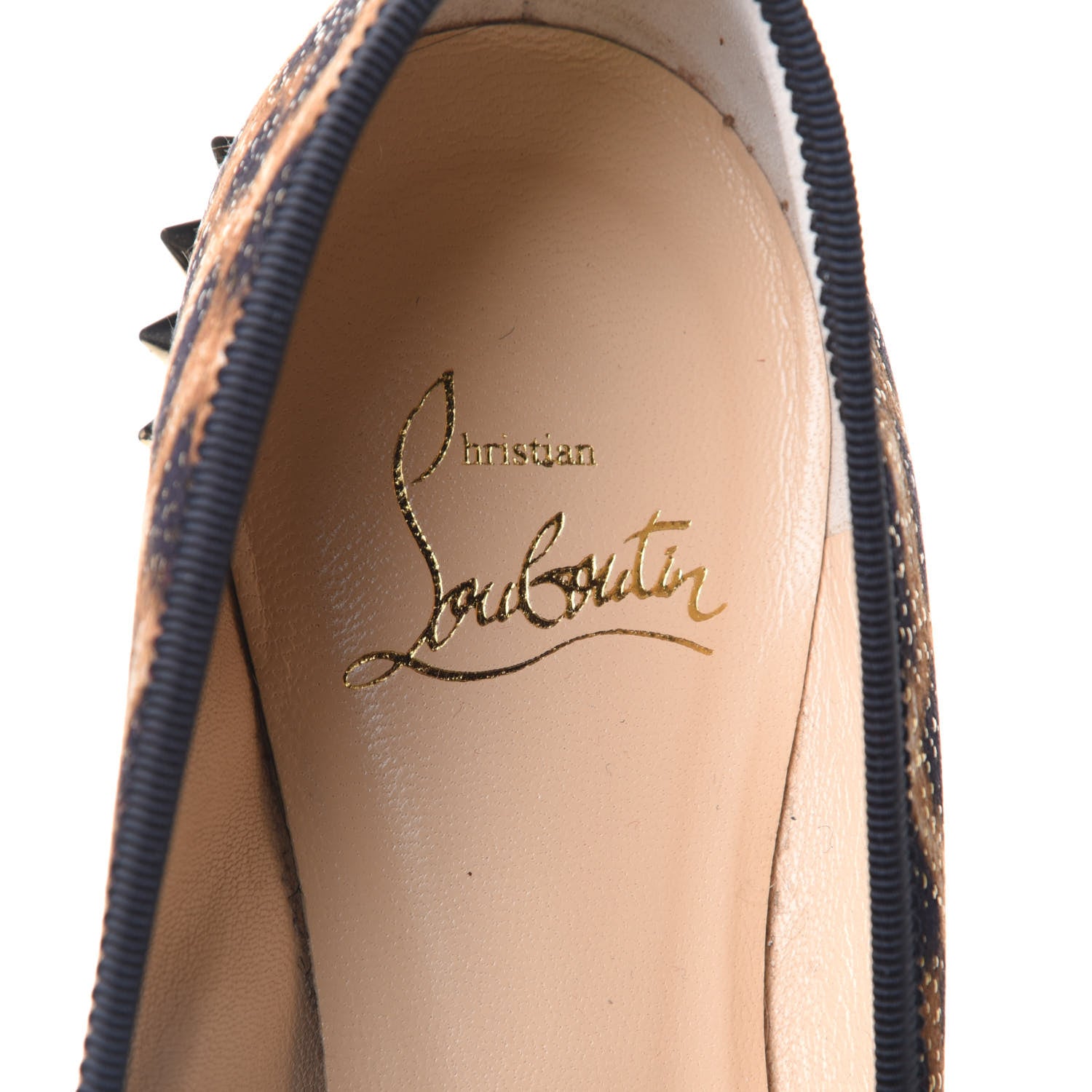 Christian Louboutin Lurex Leopard La Massine Flats 37 Black Gold 9 of 9