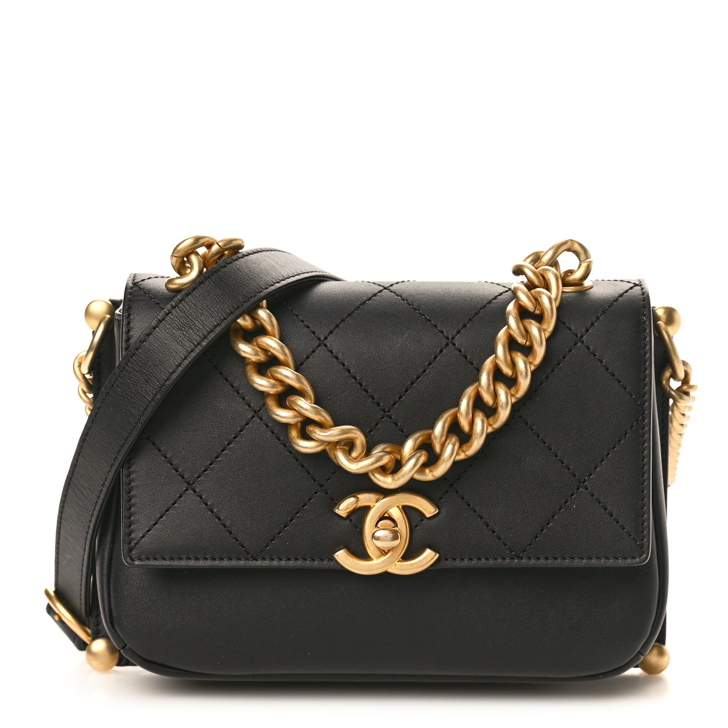 Chanel Calfskin Stitched Flap Black 1 of 10