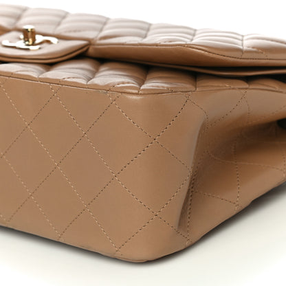 Chanel Lambskin Quilted Jumbo Double Flap Dark Beige 9 of 31