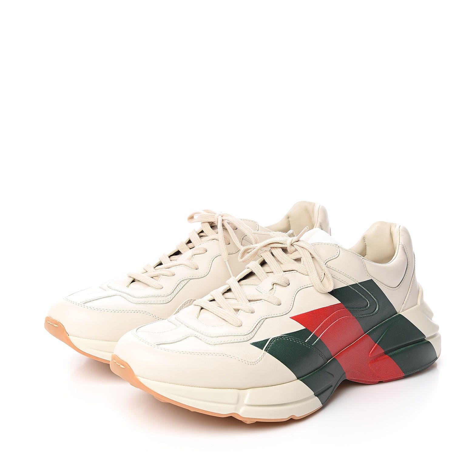 Gucci Calfskin Web Printed Mens Rhyton Sneakers 13 Mystic White 3 of 9