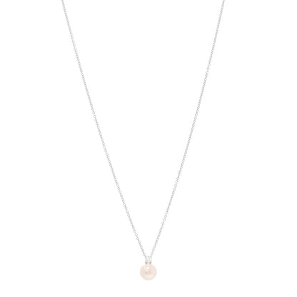 Tiffany 18K White Gold Diamond Pearl 7.5mm Pendant Necklace 1 of 6