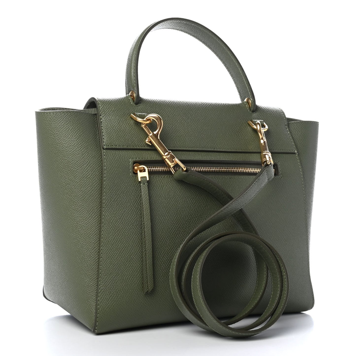 Grained Calfskin Micro Belt Bag Army Green