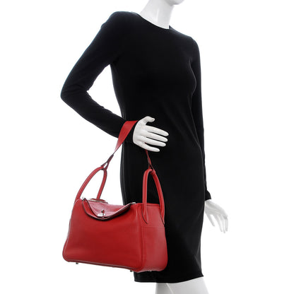 Hermes Taurillon Clemence Lindy 30 Rouge Casaque 2 of 14