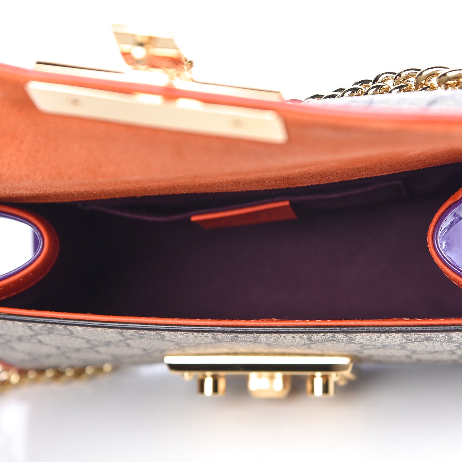 Gucci GG Supreme Monogram Patent Small Padlock Shoulder Bag Multicolor 5 of 12