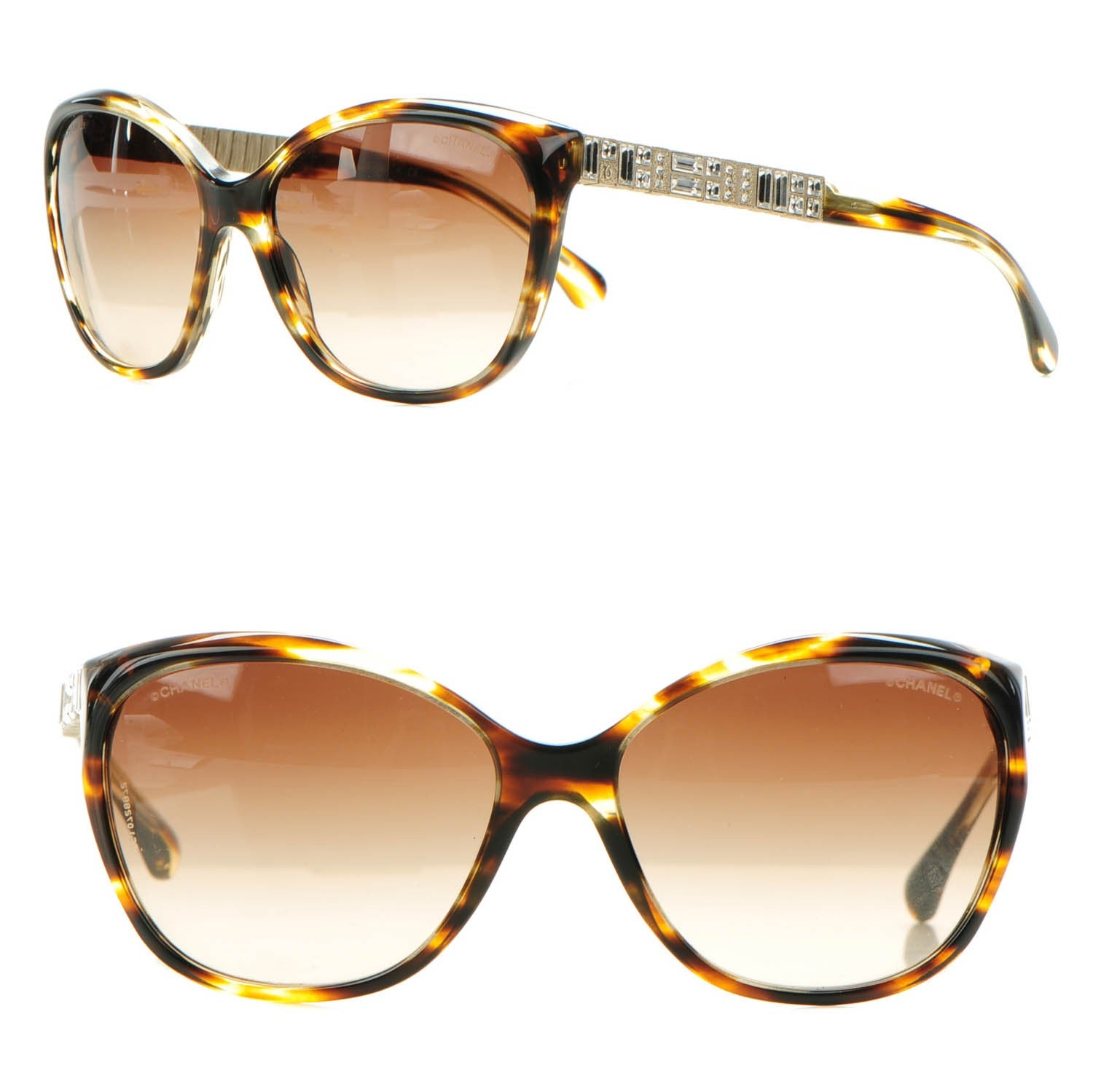Chanel Crystal Baguette Cat Eye Sunglasses 5309-B Tortoise 1 of 5