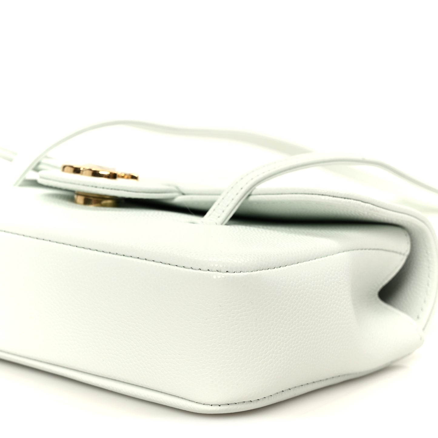 Shiny Caviar Mini Preppy Coco Shoulder Bag Light Blue