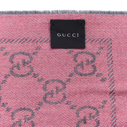 Gucci Wool Jacquard GG Monogram Sten Fringe Scarf Graphite Pink 4 of 4