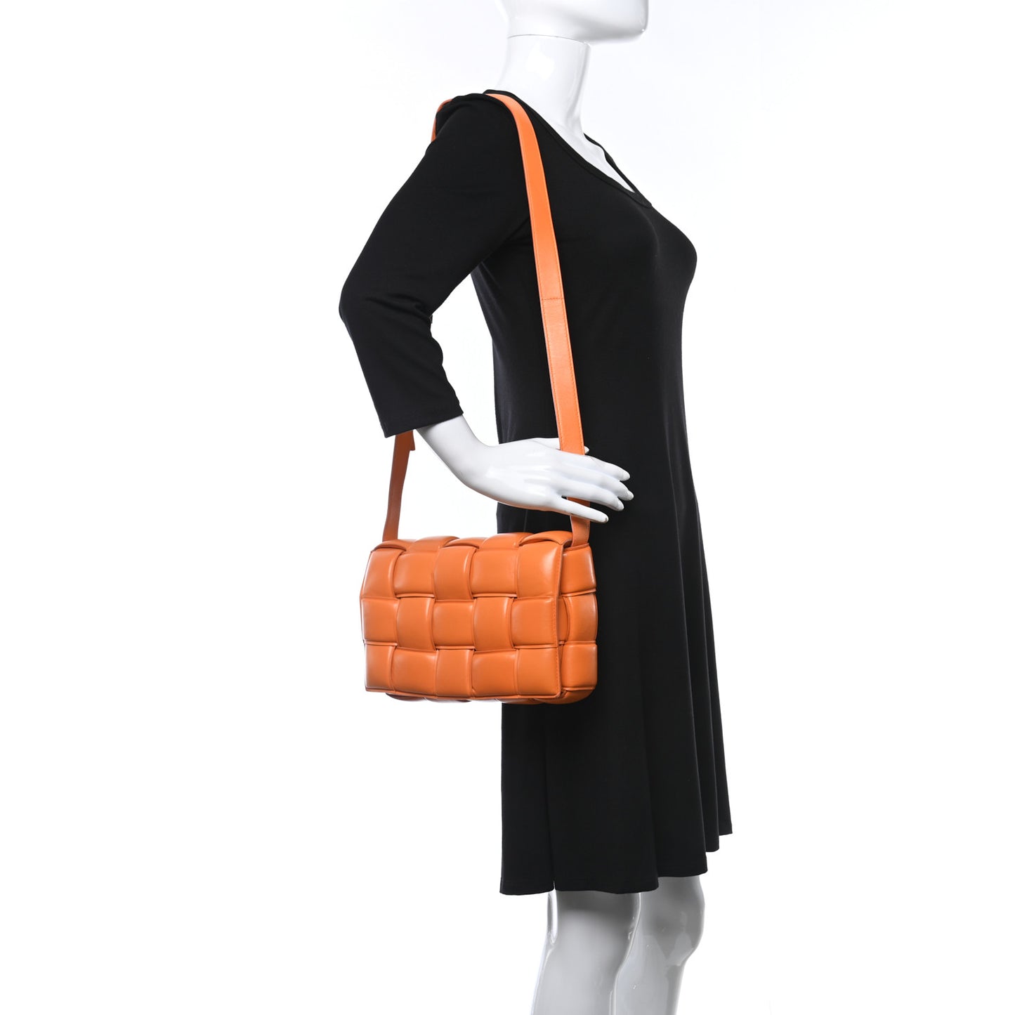 Nappa Maxi Intreccio Padded Cassette Crossbody Bag Orange