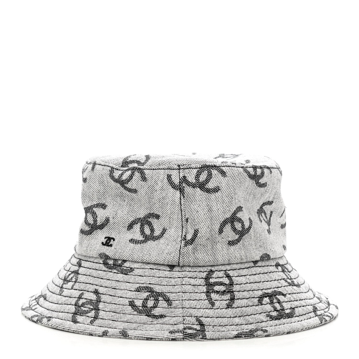 Chanel Denim CC Bucket Hat M White Black 4 of 8