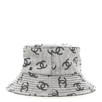 Chanel Denim CC Bucket Hat M White Black 4 of 8