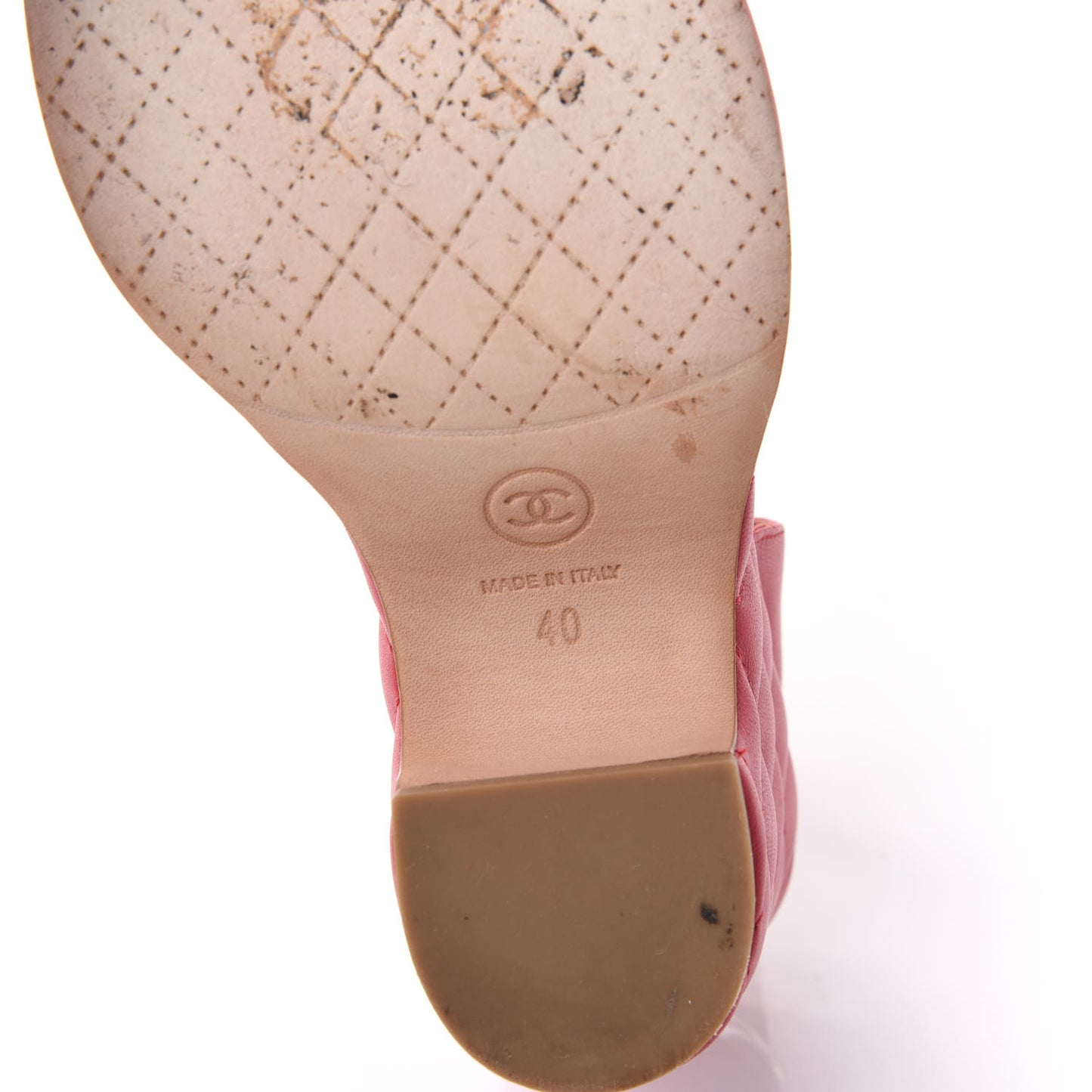 Lambskin Quilted Chain CC Wedge Sandals 40 Red