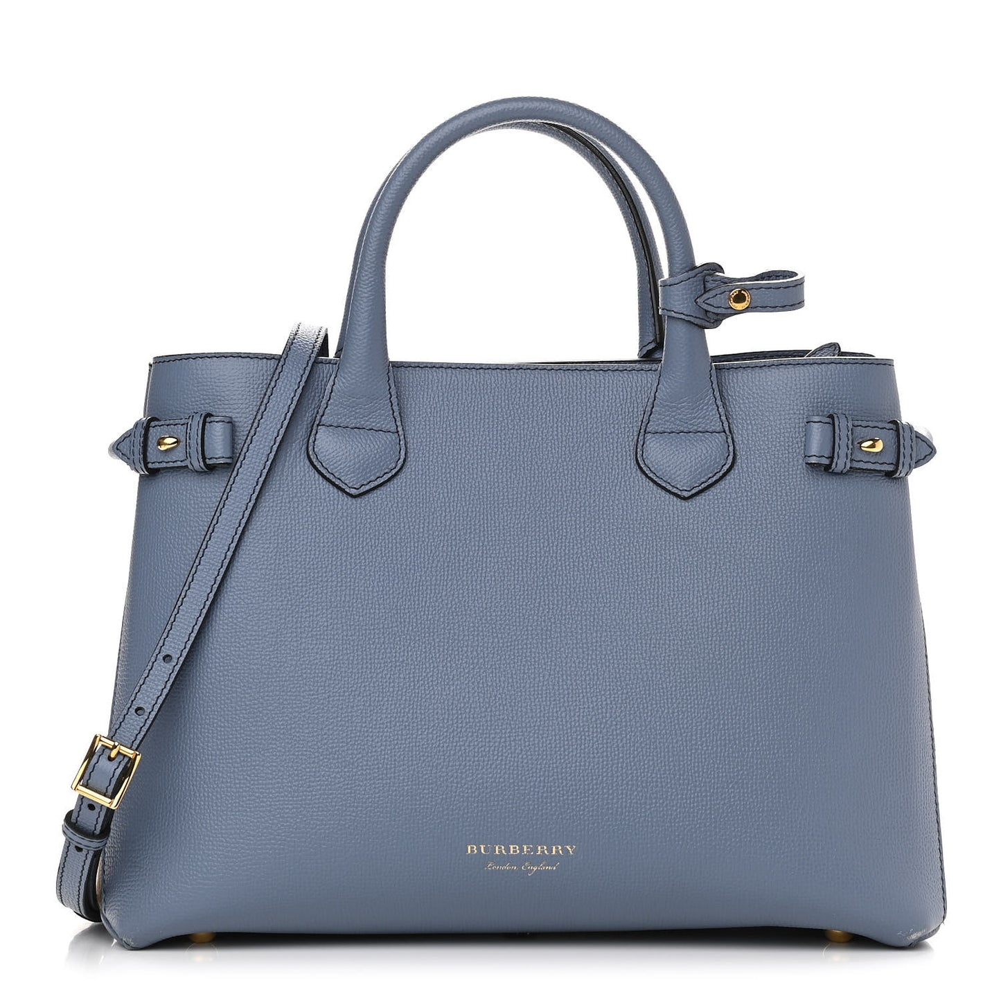 Derby Calfskin House Check Medium Banner Tote Slate Blue