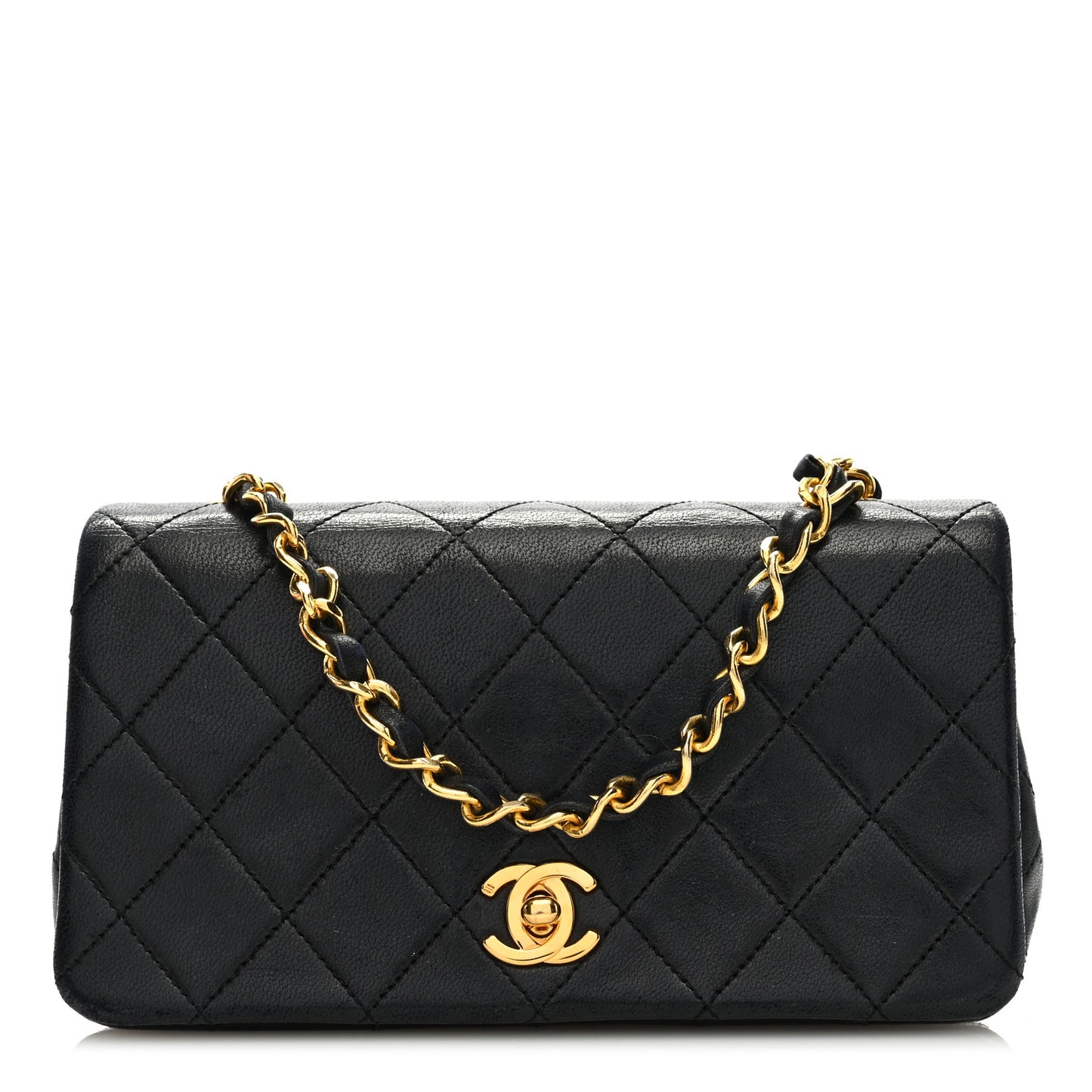 Lambskin Quilted Small Single Flap Bag Black