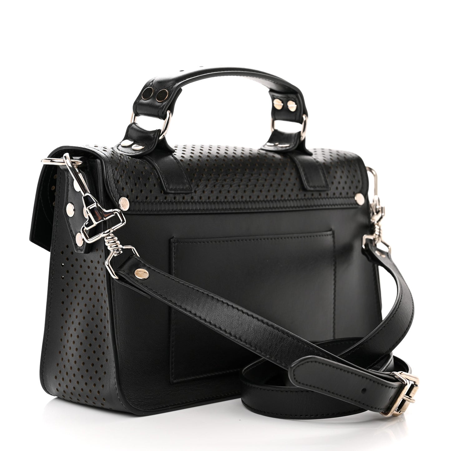 Lambskin Perforated Tiny PS1 Satchel Black