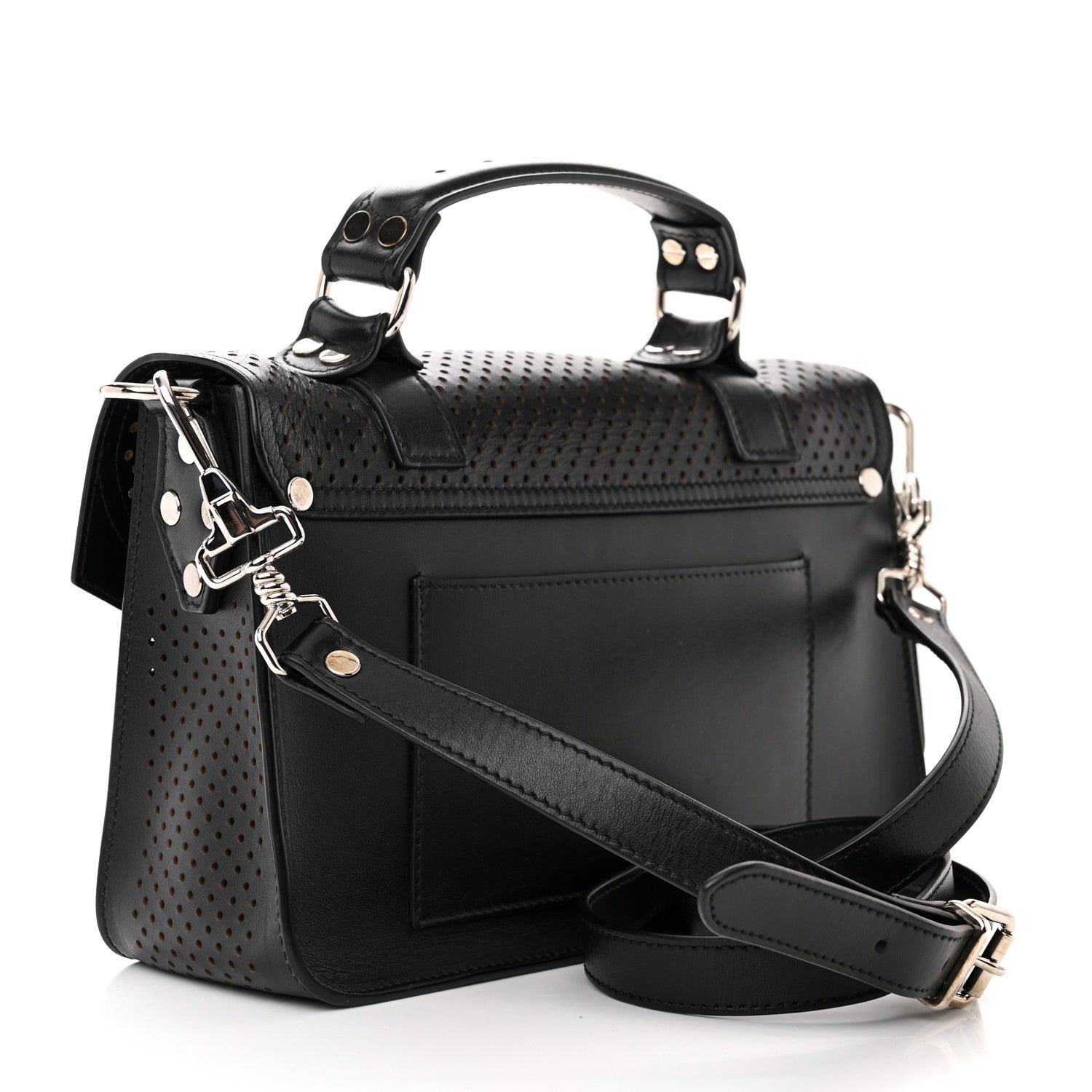 Proenza Schouler Lambskin Perforated Tiny PS1 Satchel Black 3 of 10