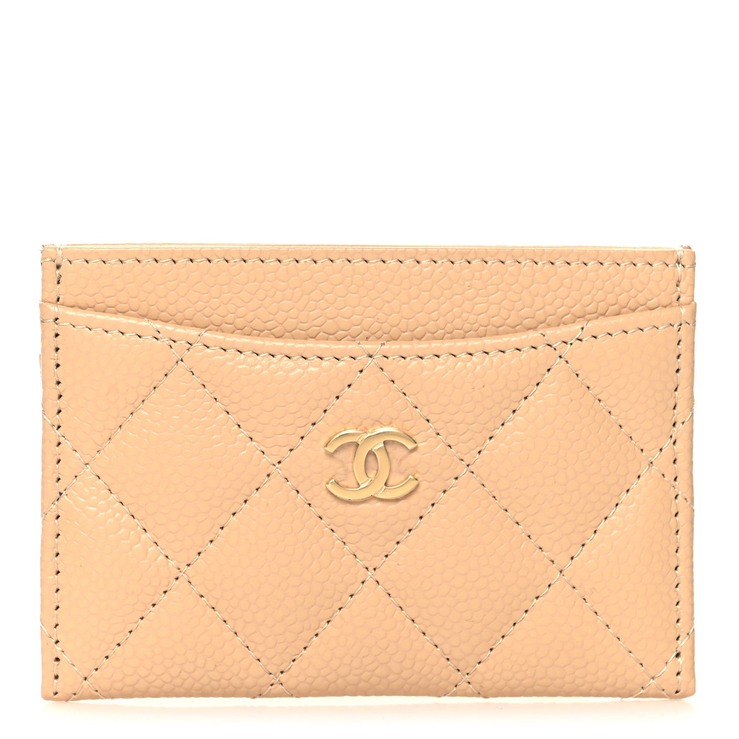 Chanel Caviar Quilted Card Holder Beige 1 of 9