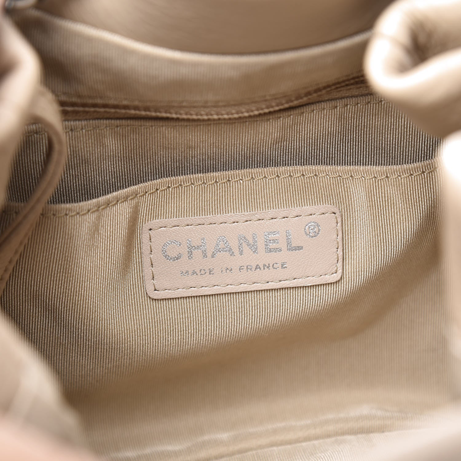 Chanel Deerskin Chevron Small CC Chain Bucket Bag Beige 7 of 11