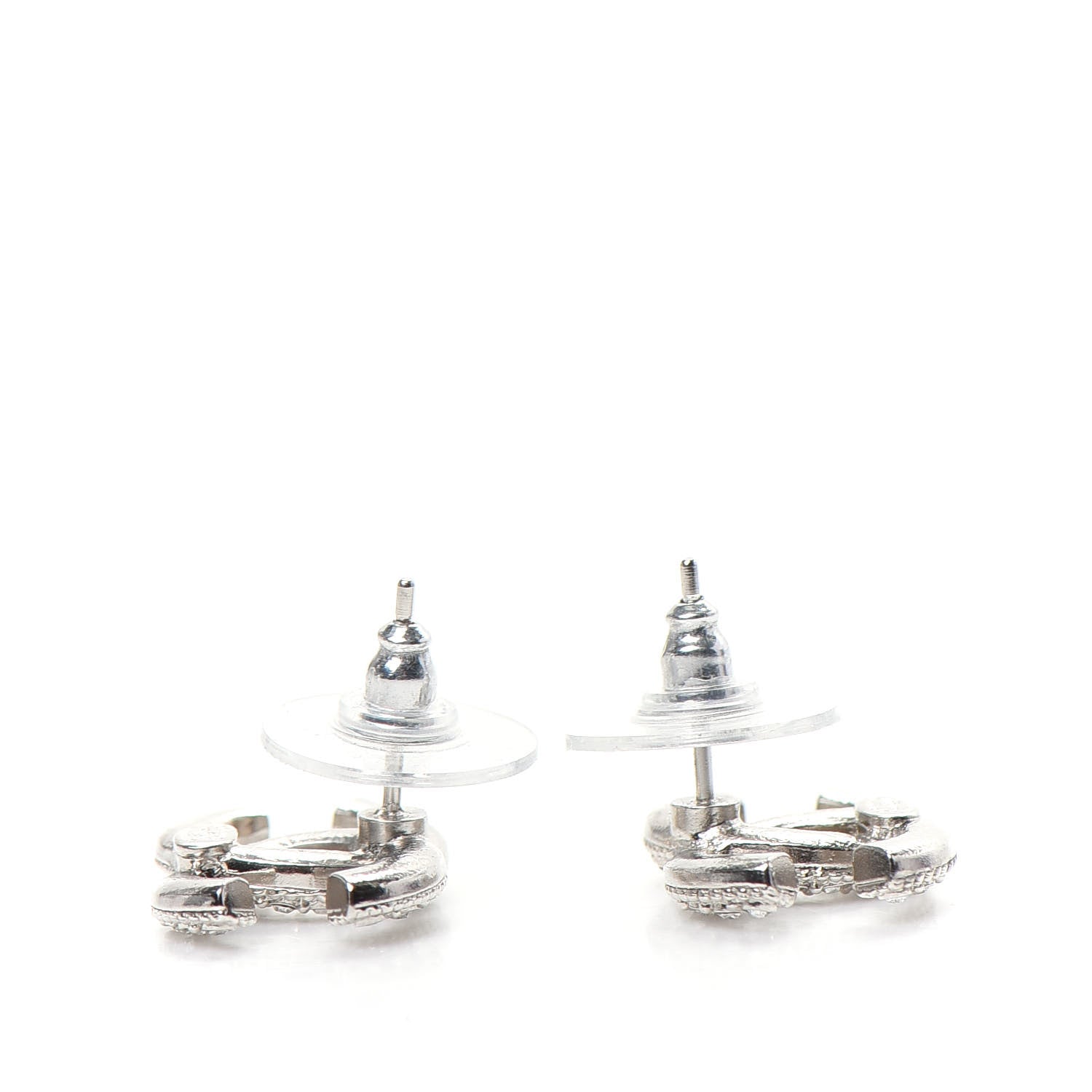 Chanel Crystal CC Earrings Silver 3 of 5