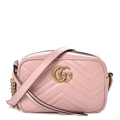 Gucci Calfskin Matelasse Mini GG Marmont Chain Shoulder Bag Perfect Pink 1 of 7