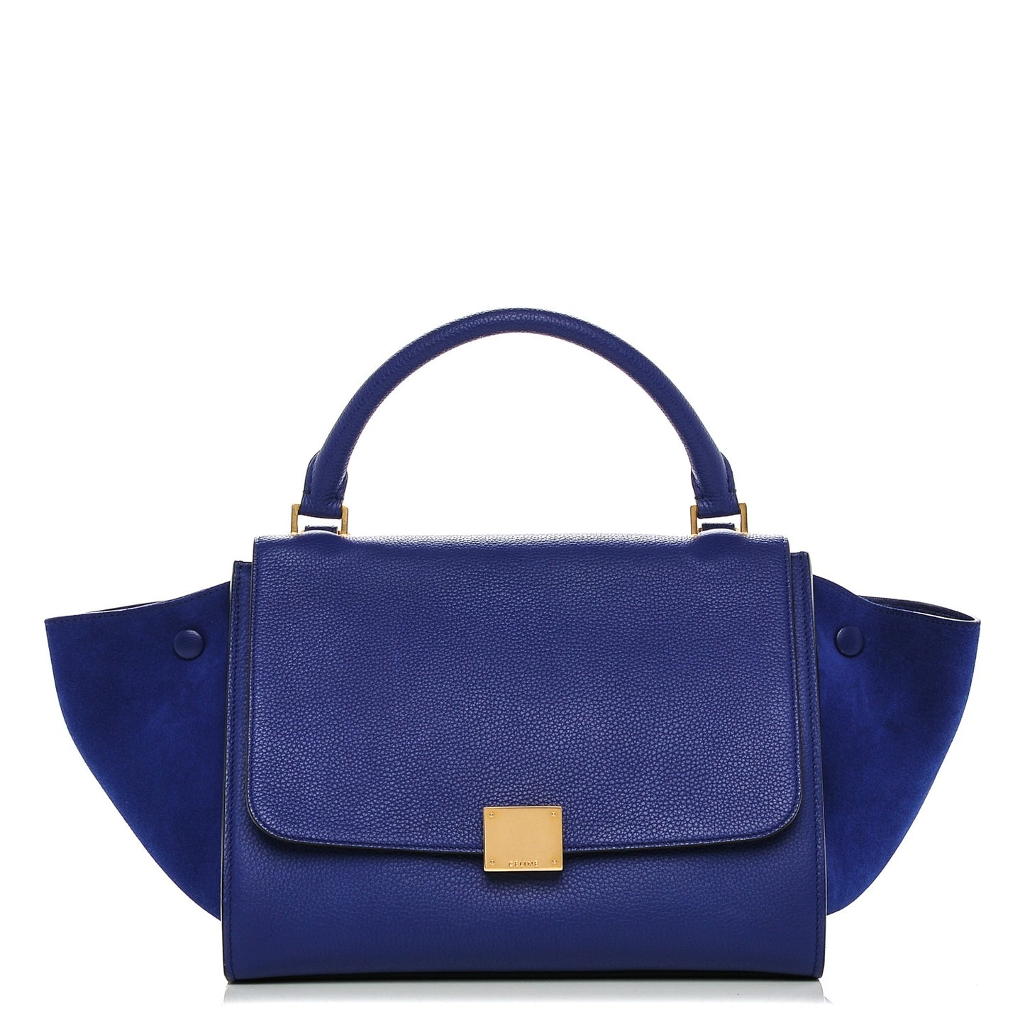 Drummed Calfskin Suede Small Trapeze Indigo