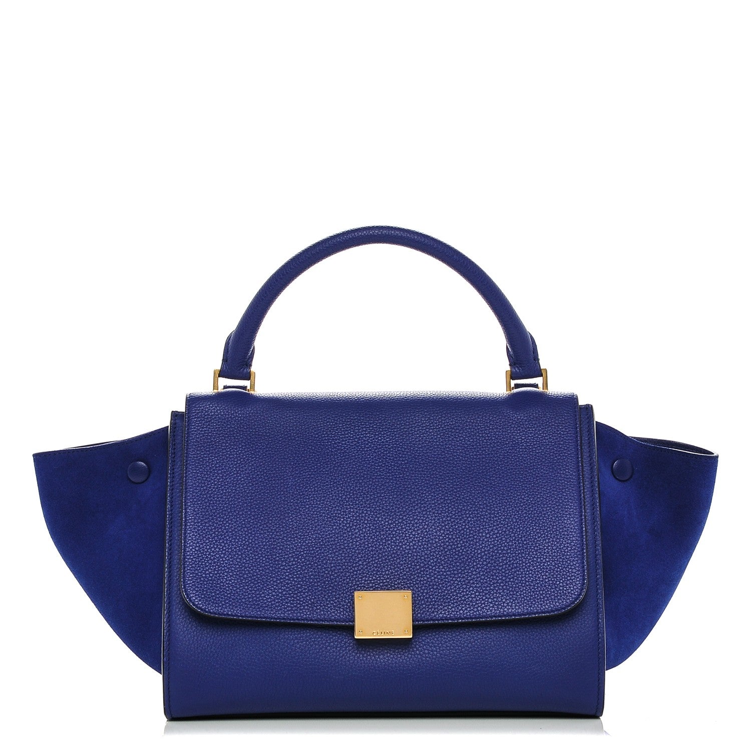 Celine Drummed Calfskin Suede Small Trapeze Indigo 1 of 7