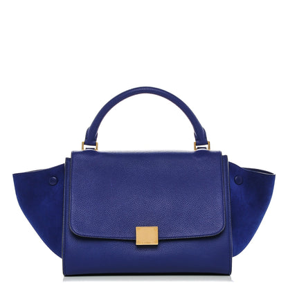 Celine Drummed Calfskin Suede Small Trapeze Indigo 1 of 7