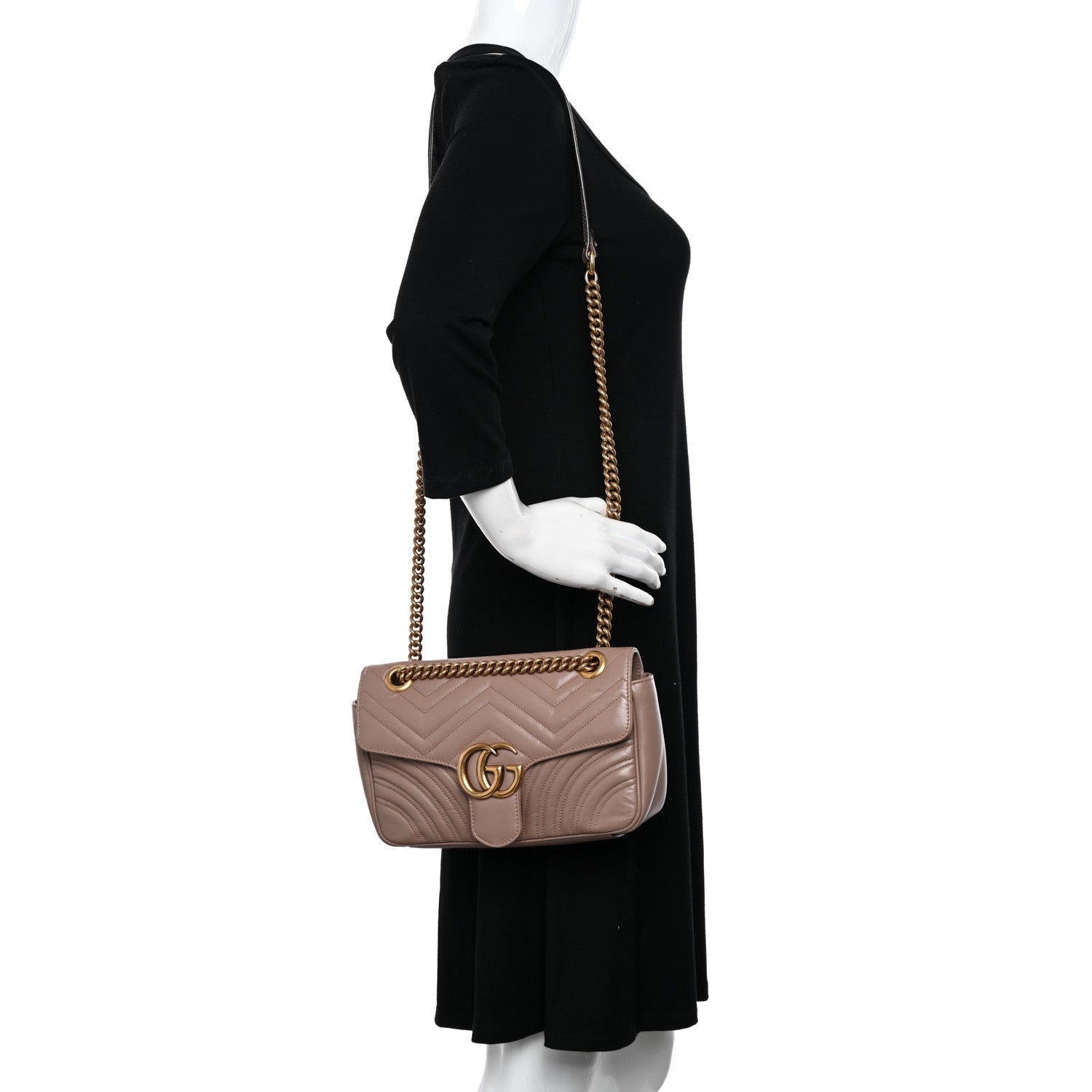 Gucci Calfskin Matelasse Small GG Marmont Shoulder Bag Porcelain Rose 2 of 10