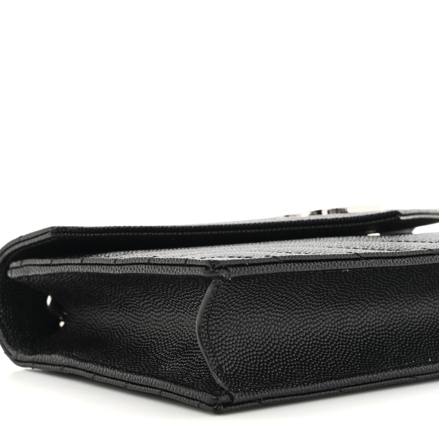 Grain De Poudre Matelasse Chevron Monogram Envelope Chain Wallet Black