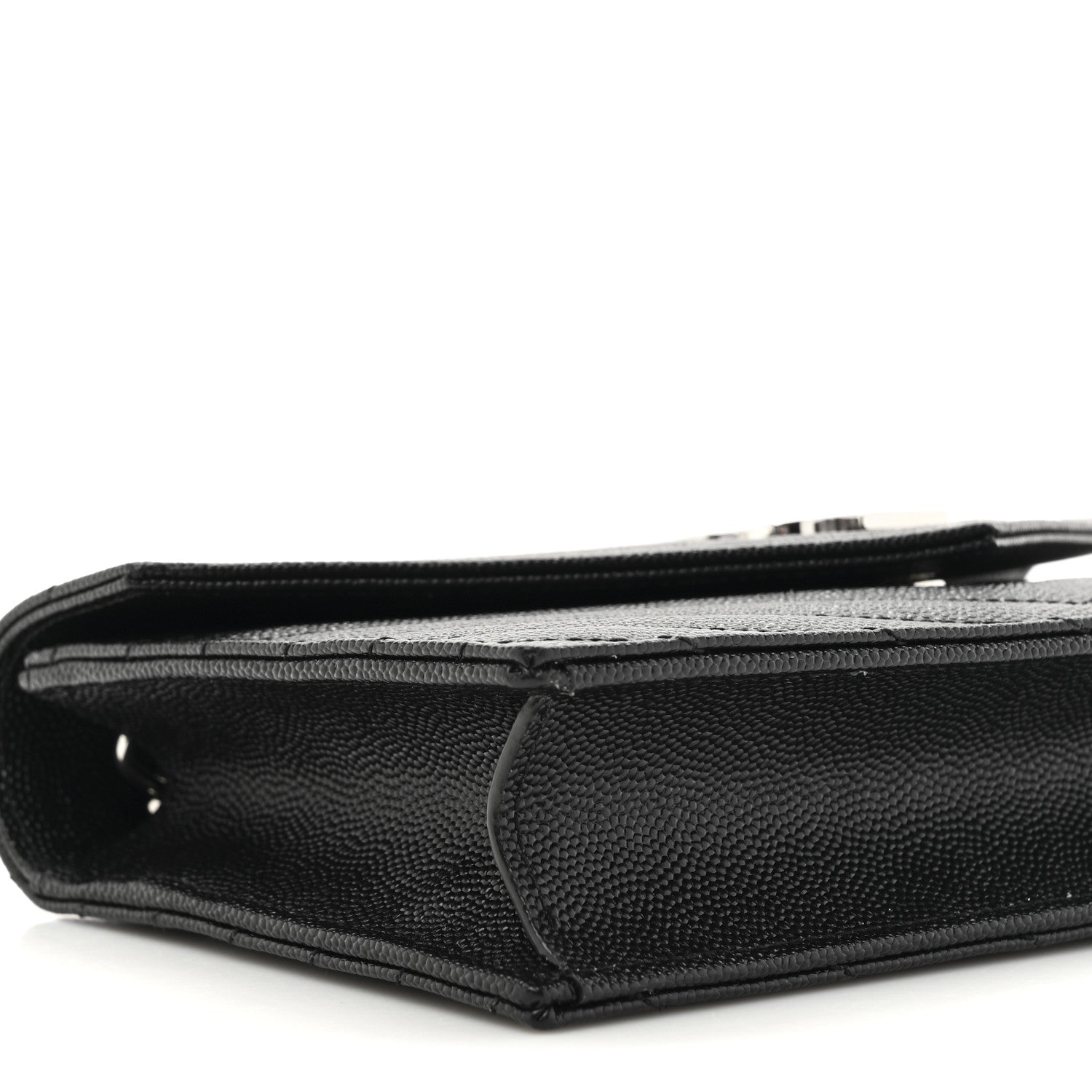 Saint Laurent Grain De Poudre Matelasse Chevron Monogram Envelope Chain Wallet Black 9 of 9