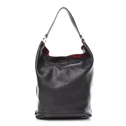 Miu Miu Goatskin Madras Bucket Bag Black Porpora 3 of 7