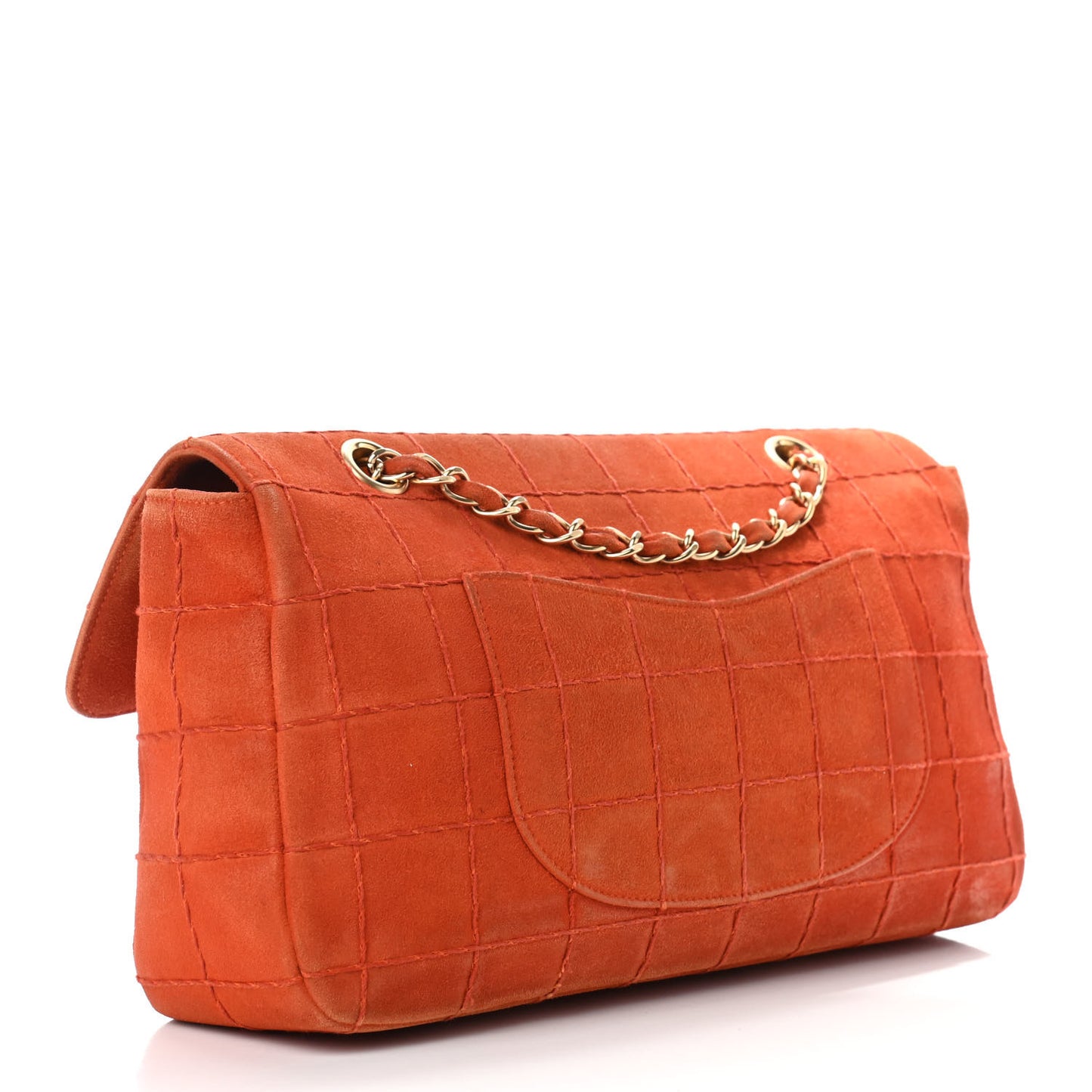 Suede Square Double Stitch Flap Orange