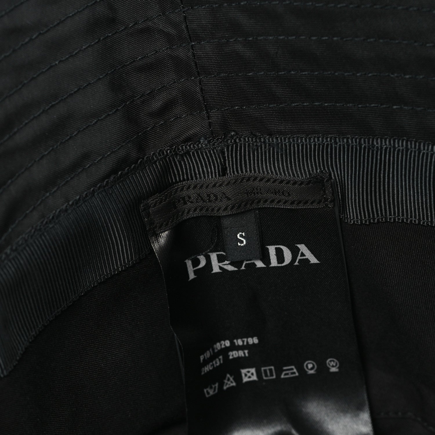 Prada Re-Nylon Rubber Logo Bucket Hat S Black 8 of 8