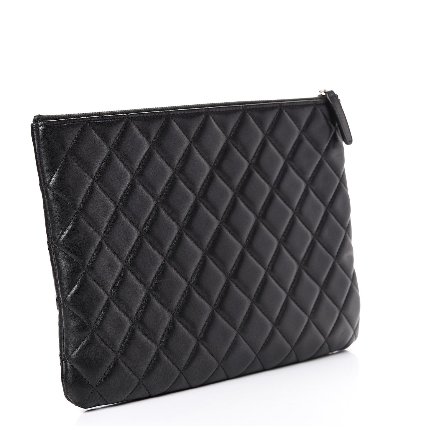 Lambskin Quilted Medium Cosmetic Case Black