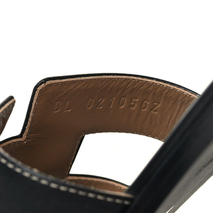 Hermes Box Calfskin Oran Sandals 38 Black 6 of 9
