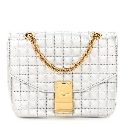 Celine Laminated Calfskin Quilted Medium C Bag Silver 1 of 9