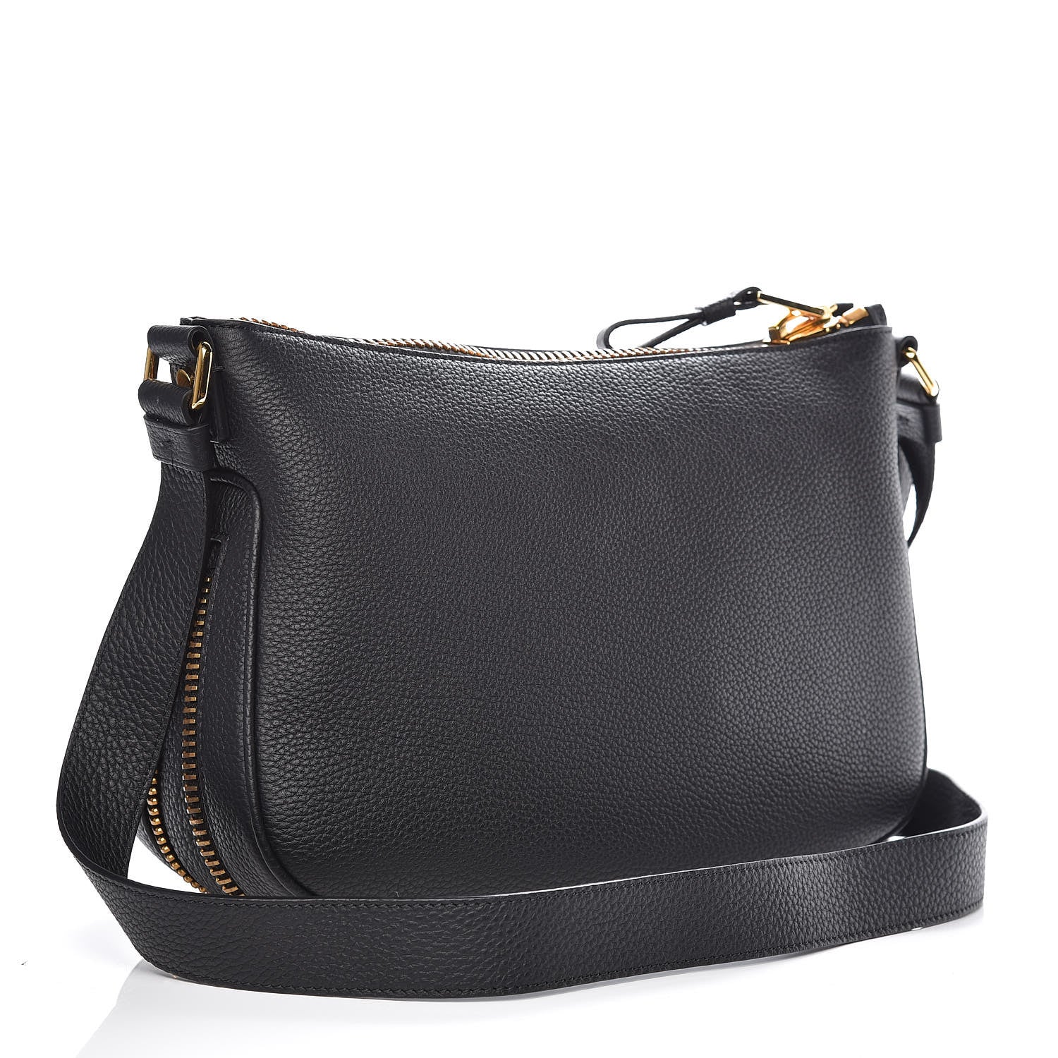 Tom Ford Pebbled Calfskin Medium Jennifer Simple Zip Black 3 of 9