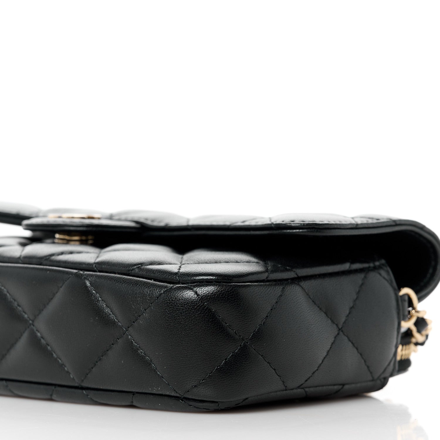 Chanel Lambskin Quilted Flap Phone Holder With Chain Black 12 of 13
