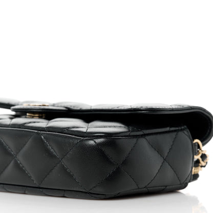 Chanel Lambskin Quilted Flap Phone Holder With Chain Black 12 of 13