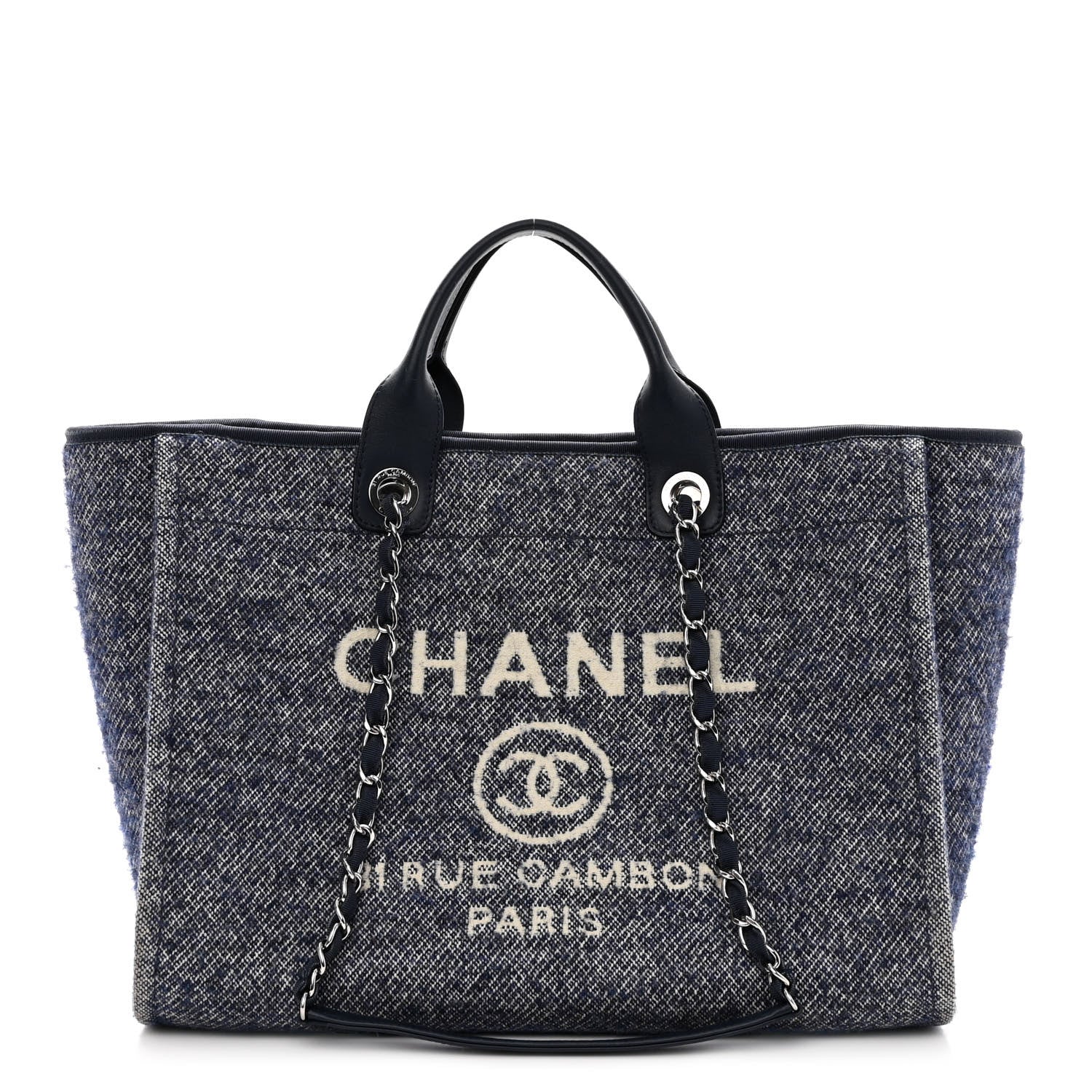 Chanel Mixed Fibers Calfskin Medium Deauville Tote Blue 1 of 11