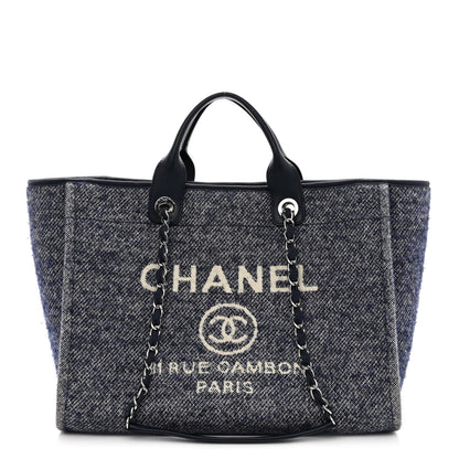 Chanel Mixed Fibers Calfskin Medium Deauville Tote Blue 1 of 11