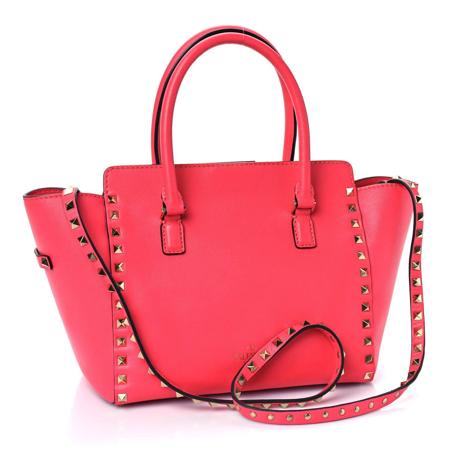 Valentino Garavani Vitello Small Rockstud Double Handle Tote Raspberry 3 of 8